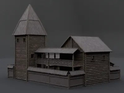 Medieval Mansion Low-poly 3D model
