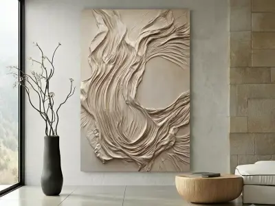 Organic Waves Relief Panel Wall Decor Set STL Mural CNC 372 3D model
