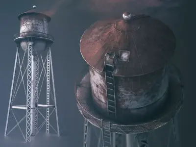 WATER TOWER Low-poly 3D model