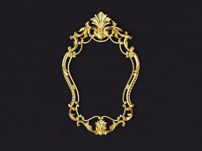mirror ornate gold frame 3D model