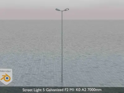 Street Light 5 Galvanized F2 M1 K0 A2 7000mm  Low-poly 3D model