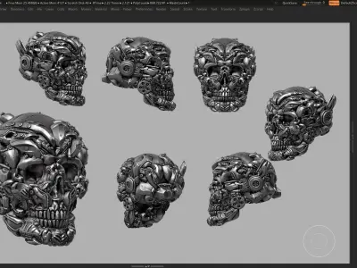 skull robot head a01 3d print model 3D print model