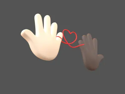 Hand with Red Line Icon v1 011 Low-poly 3D model