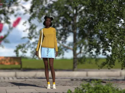 Street Style Black Teenage Girl Rigged for Maya 3D model