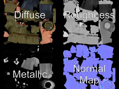 Military Officer Character Model  Rigged and Animated Low-poly 3D model