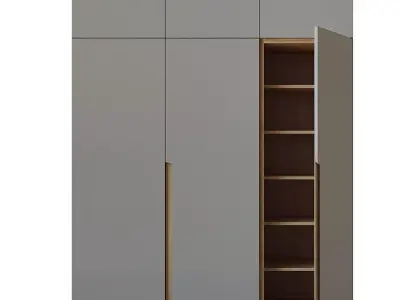 Closed 2 wardrobe with doors and drawers 3D model