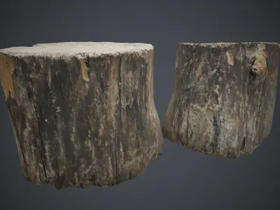 Wood Stump 1 PBR Game Ready Low-poly 3D model