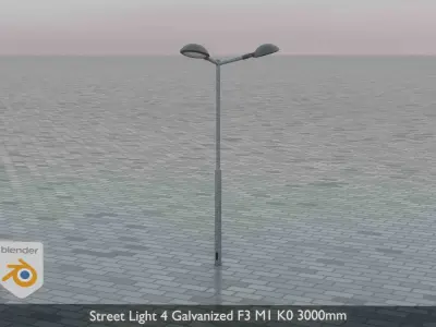 Street Light 4 Galvanized F3 M1 K0 3000mm  Low-poly 3D model