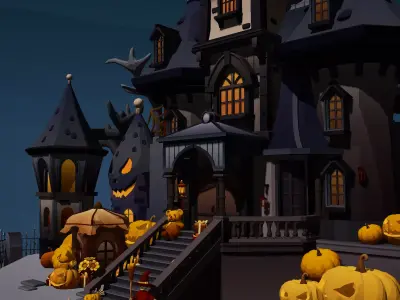 Halloween castle asset Low-poly 3D model