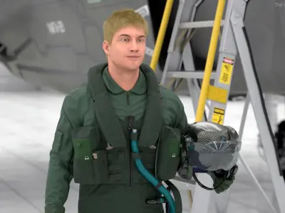  Jet Fighter Pilot with Helmet in Hand Fur 