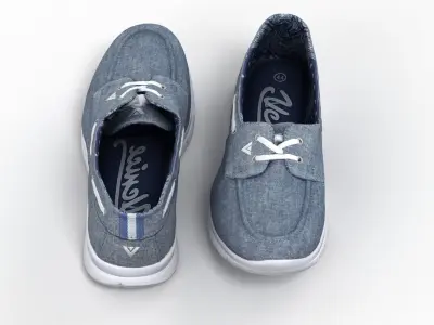 Blue Fabric Boat Shoes 3D model