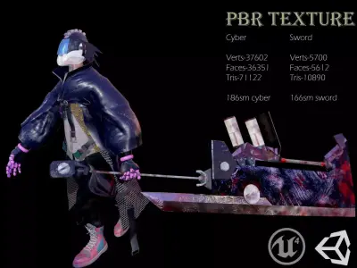 Cyber hunter Low-poly 3D model