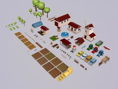 Farm collection Low-poly 3D model