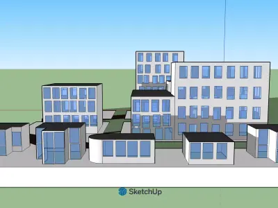 Modern City Block-Low Poly Building Pack  SketchUp 3D Model 3D model