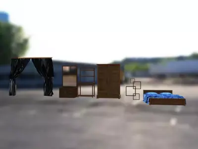 furniture dresser with mirror and drawers Low-poly 3D model