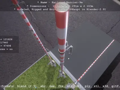 Railroad Barrier 9m High-Poly 3D model