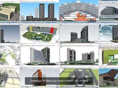 Collection 32 Sketchup Hotel models  3D Model Pack