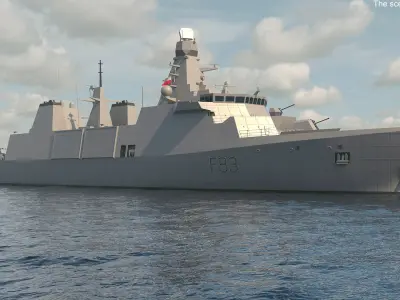  Frigate Type 31 with Military Helicopter 