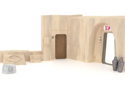 Set 1 Cantina main Entrance Outside 1-6 scale 3D Model Pack