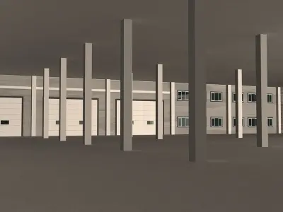 WAREHOUSE 3 power station with fence 3D model