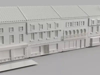 Townhouse Street Shops 1 to 100 scale Diorama 3D print model