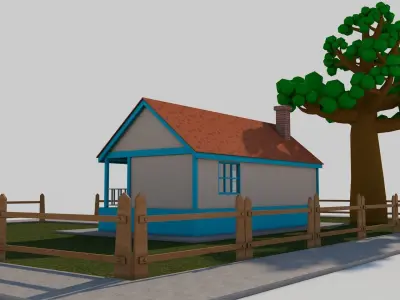 Cartoon House Low-poly 3D model
