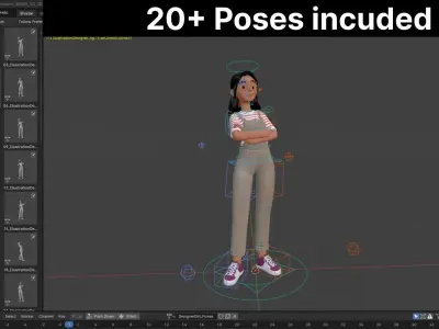 Cartoon Designer Girl Woman Illustration 3D model