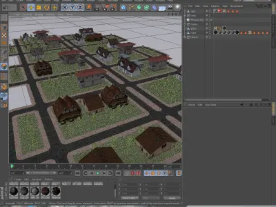 Scene street Low-poly 3D model