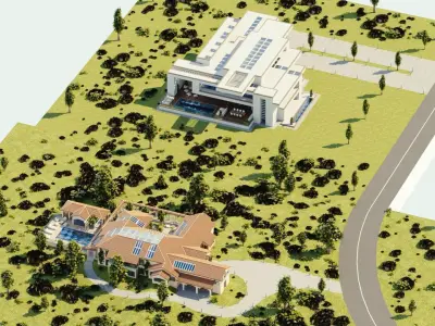 Modular Double Mansion Assets Pack Low-poly 3D model