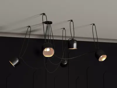 Black Spider 5 Heads Pendant Light Free 3D model