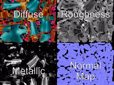 Floral Alien Creature model pack Low-poly 3D model