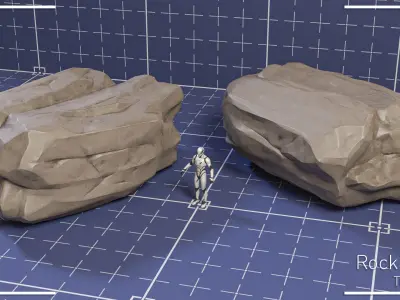 Stylized Rock Set - 15 Hand-Painted Game-Ready Rocks Low-poly 3D model