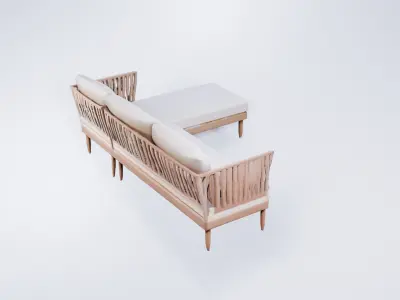 Low Poly Outdoor Terrace Sofa - Modern Garden Lounge Asset 3D model