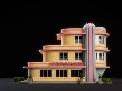 MIAMI VICE CITY ART DECO BUILDING 2 Low-poly 3D model