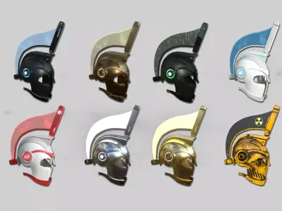 08 SciFi Spartan Helmet Collection - Character Design 3D Model Pack