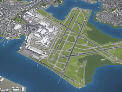 Boston - Logan International Airport - BOS Low-poly 3D model
