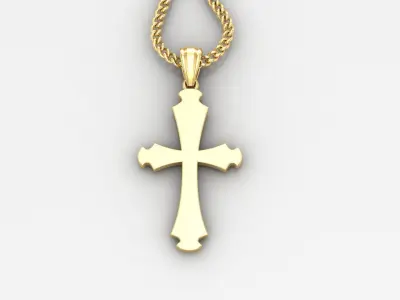 Light Gold 18K Cross Pendant 1CP033 3D print model