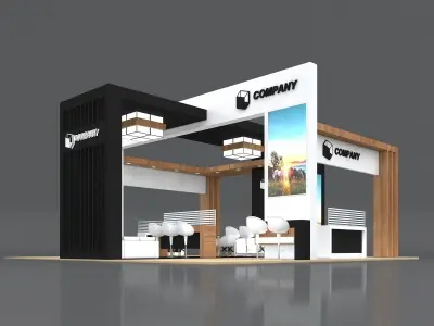 Exhibition Stand Booth Stall 10x10m Height 500cm 4 Side Open 3D model purchase