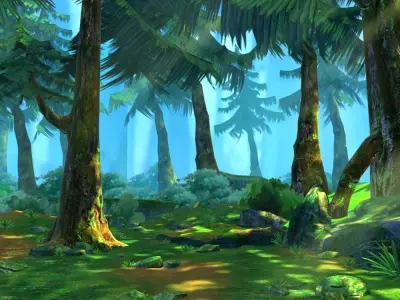 Cartoon Forest Scene 02 3D model