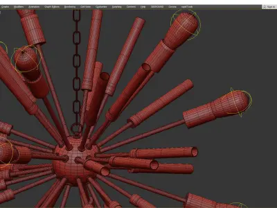 12 Light Sputnik Chandelier Low-poly 3D model