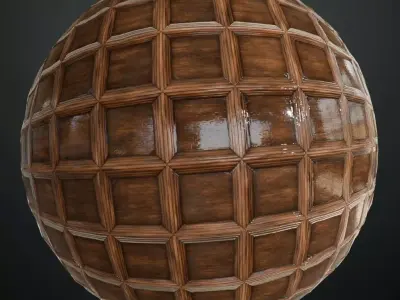 Classic Coffin-Panel Dark Oak Wood Tiles PBR Seamless Texture