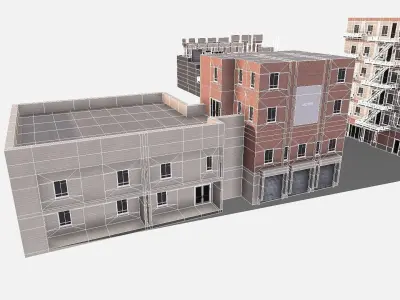 modular kit buildings expansion pack Low-poly 3D model