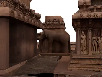 Mamallapuram Pancharatha temple 3D model
