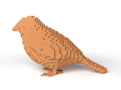 Sparrow Minecraft Voxel Low-poly 3D model