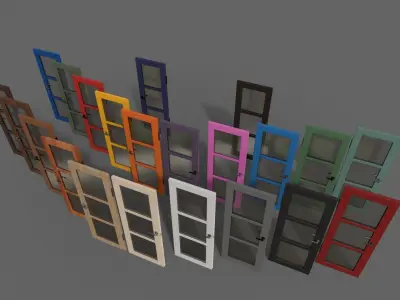 PBR Wood Door C2 Low-poly 3D model