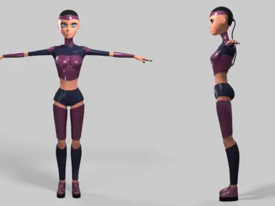 Scifi girl lowpoly character  Low-poly 3D model