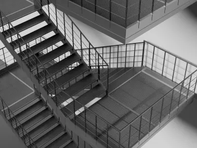 Modular Steel Stairs Kitbash - Game and Render Ready Low-poly 3D model