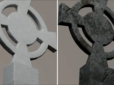 Christian Burial Cemetery Cross Tombstone tomb Low-poly 3D model