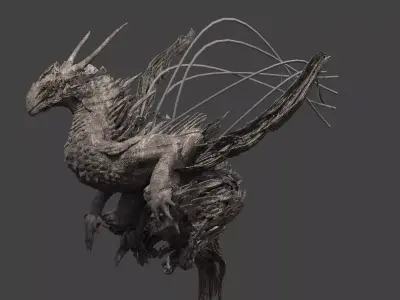 Viking Dragon Airship statue 3D model