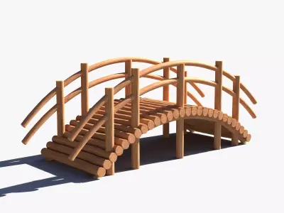 Arch Wooden Footbridge 01 Game Ready Low-poly 3D model